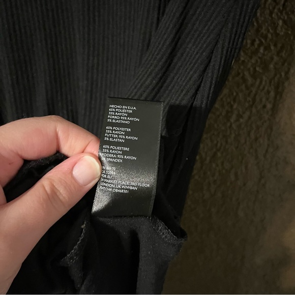 Black Silence & Noise 3/4 Sleeve Skater Style Ribbed V Neck Dress, Size Small - Picture 4 of 5